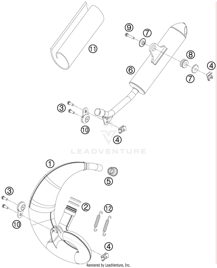 Exhaust System 50 SX Chassis - 2011 Schematic