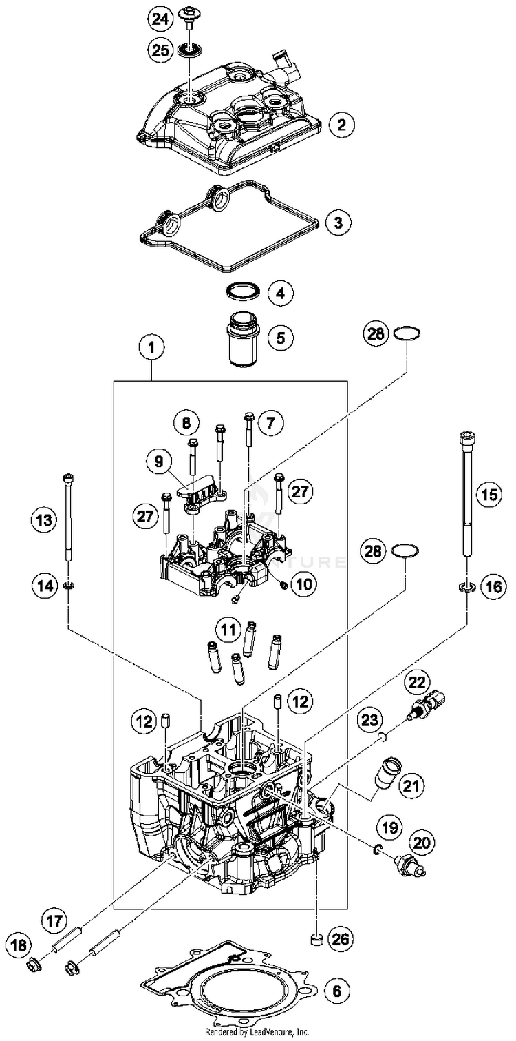 Cylinder Head RC 390 WHITE Engine - 2015 Schematic