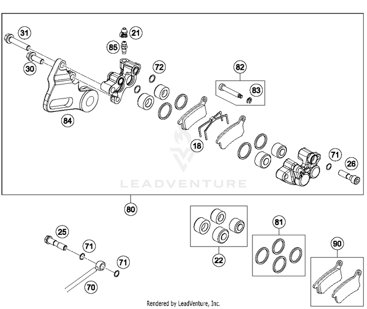 Brake Caliper Rear 65 SX CHASSIS - 2017 Schematic