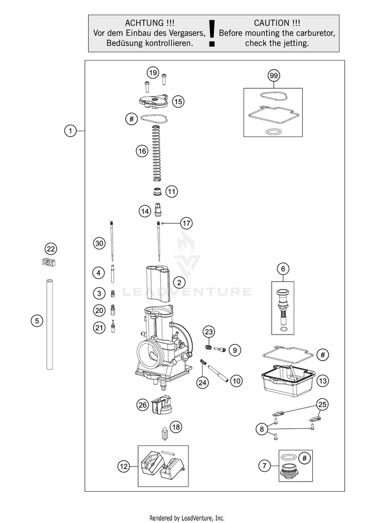 Carburetor 250 XC ENGINE - 2018 Schematic