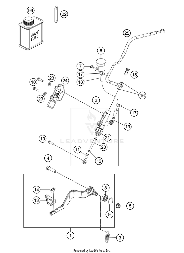 Rear Brake Control 1290 SUPER ADVENTURE R CHASSIS - 2019 Schematic