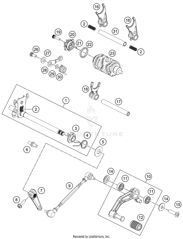 Shifting Mechanism RC 390 ENGINE - 2018 Schematic