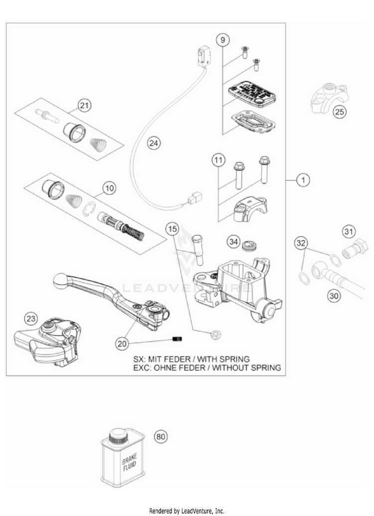 Front Brake Control 500 EXC-F CHASSIS - 2023 Schematic