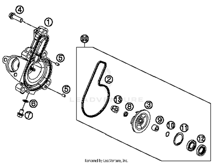 Water Pump RC 390 WHITE Engine - 2015 Schematic