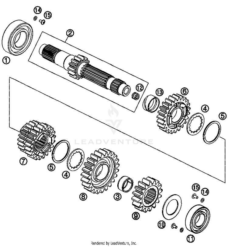 Transmission I - Main Shaft 690 Enduro Engine - 2012 Schematic