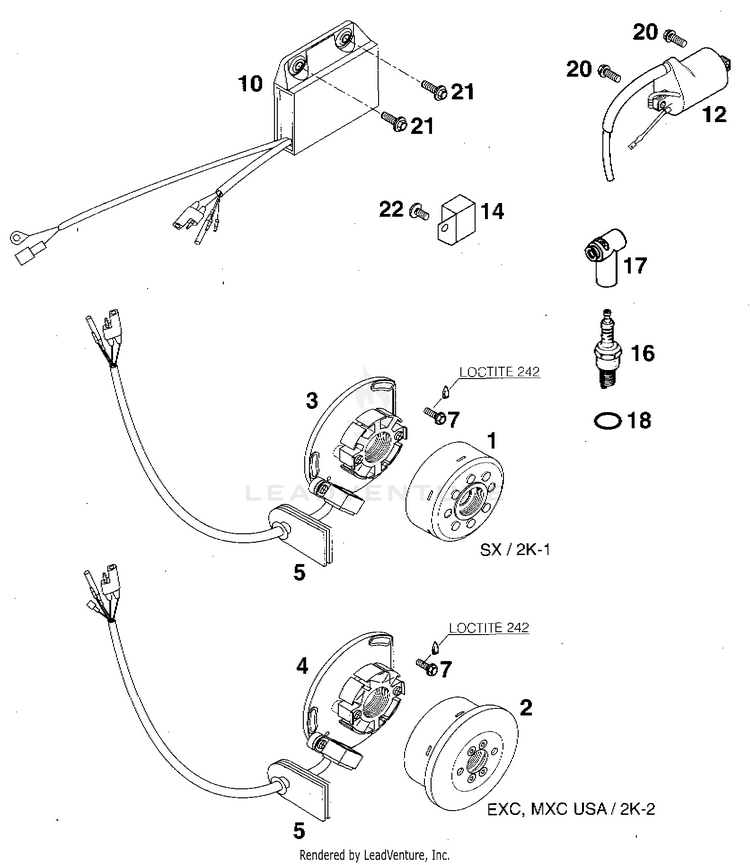 Ignition System Kokusan 360 MXC Engine - 1997 Schematic