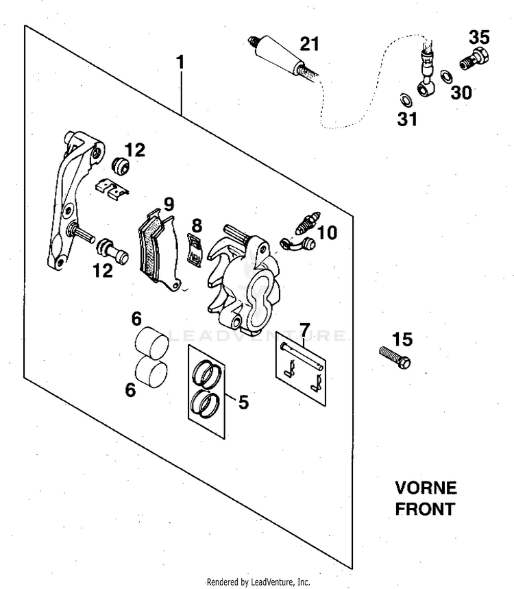 Brake Caliper Front 360 MXC Chassis - 1997 Schematic