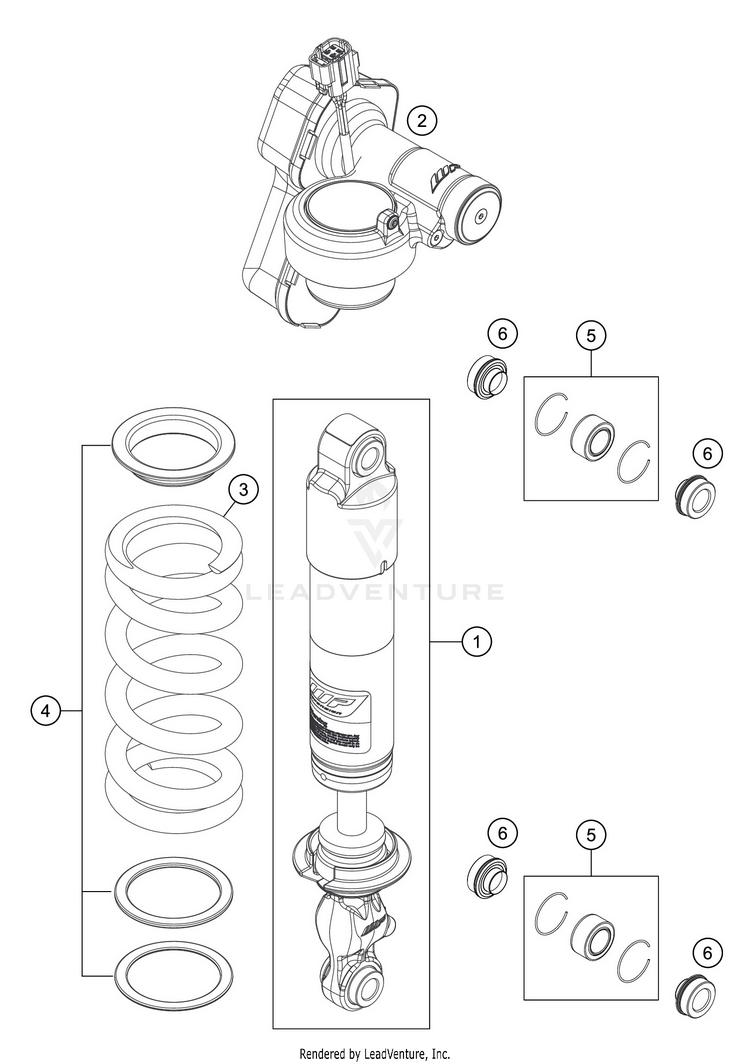 Shock Absorber Disassembled 1290 SUPER ADVENTURE S SILVER CHASSIS - 2020 Schematic