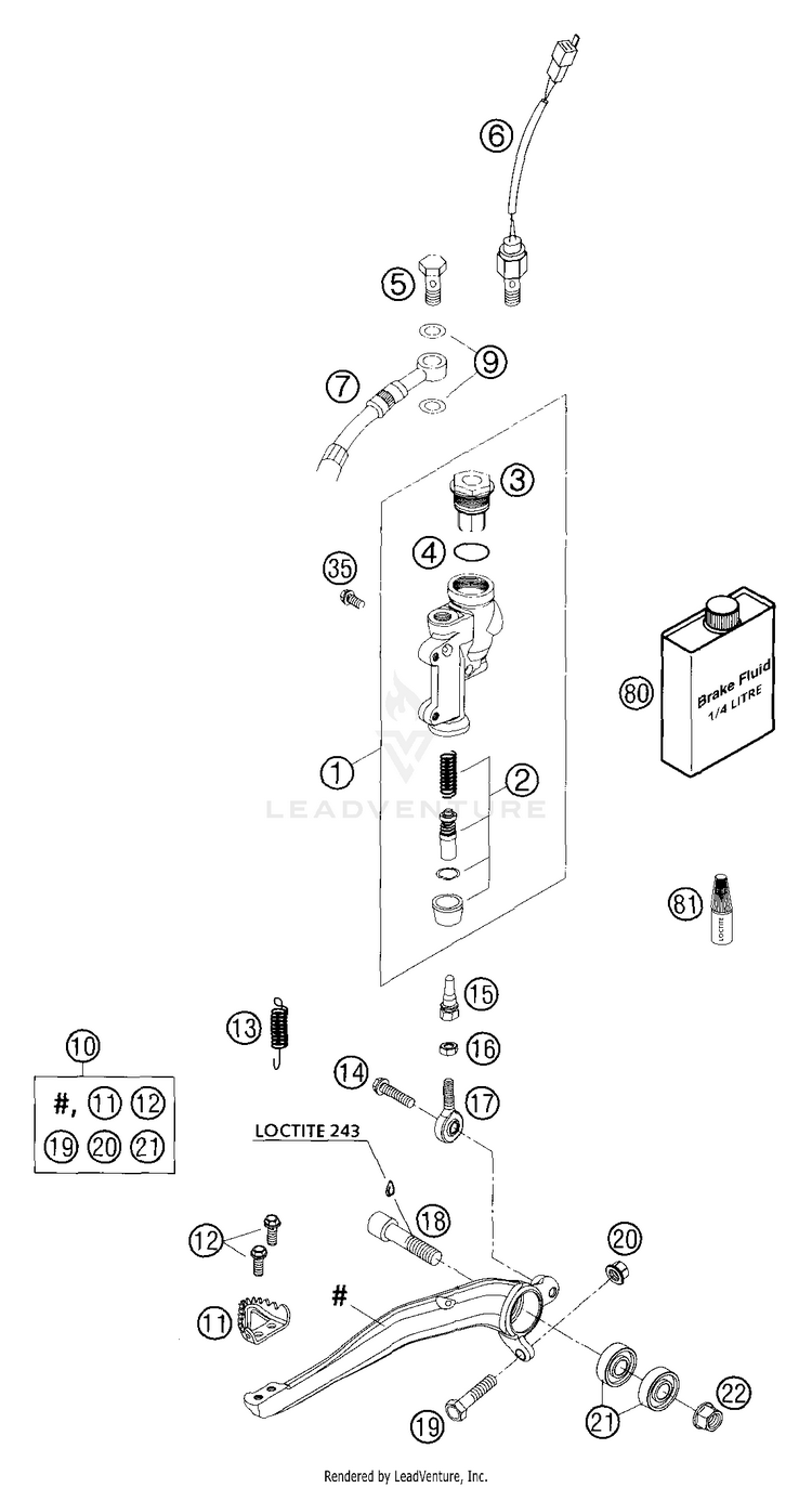 Rear Brake Control 300 MXC Chassis - 2004 Schematic