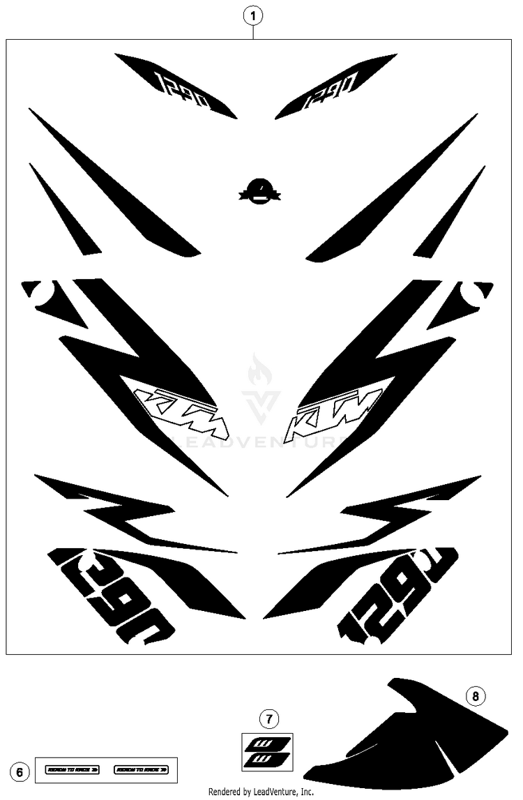 Decal 1290 SUPERDUKE R BLACK Chassis - 2015 Schematic