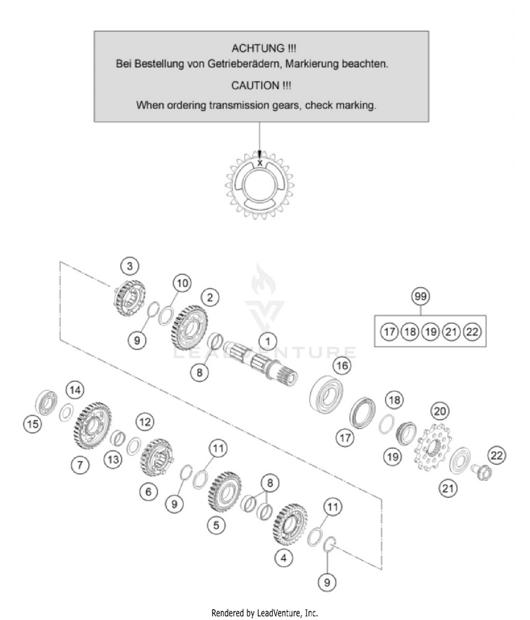 Transmission Ii - Countershaft 125 SX/XC ENGINE - 2026 Schematic