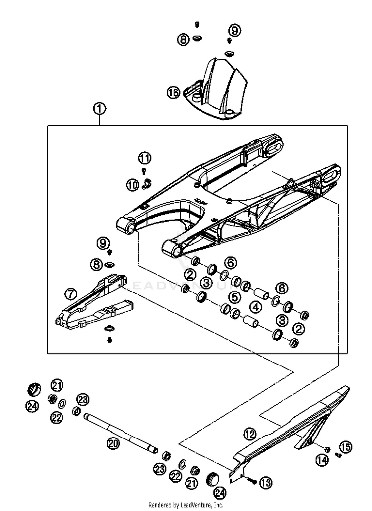 Swing Arm 690 Supermoto Orange Chassis - 2007 Schematic