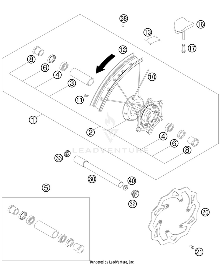 Front Wheel 250 SX Chassis - 2011 Schematic