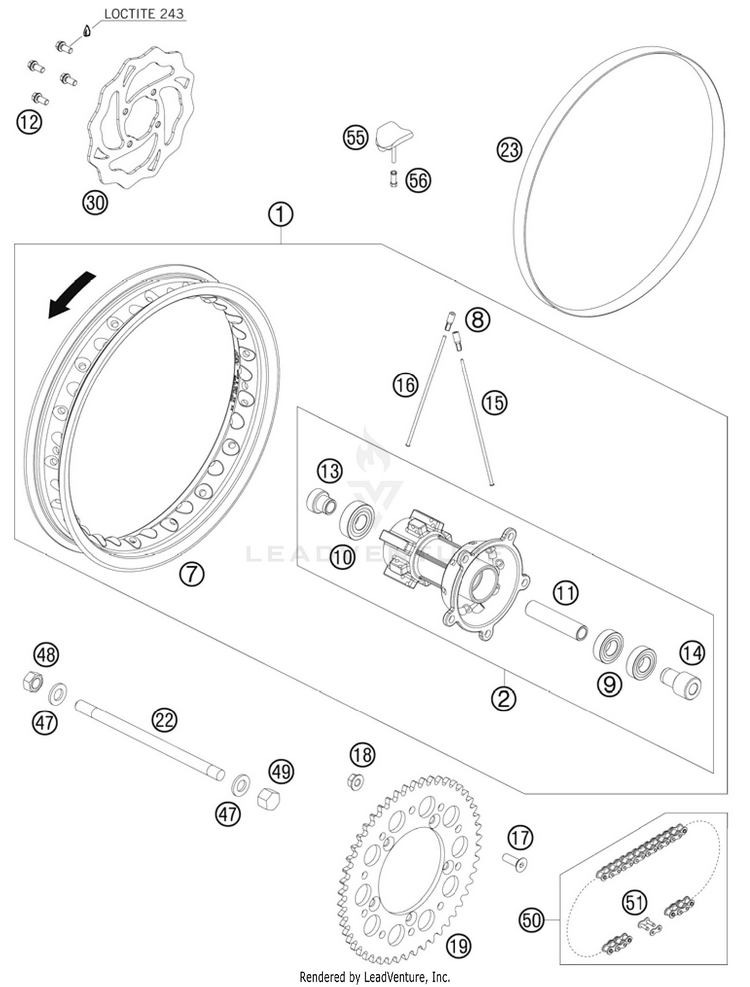 Rear Wheel 65 SX Chassis - 2011 Schematic