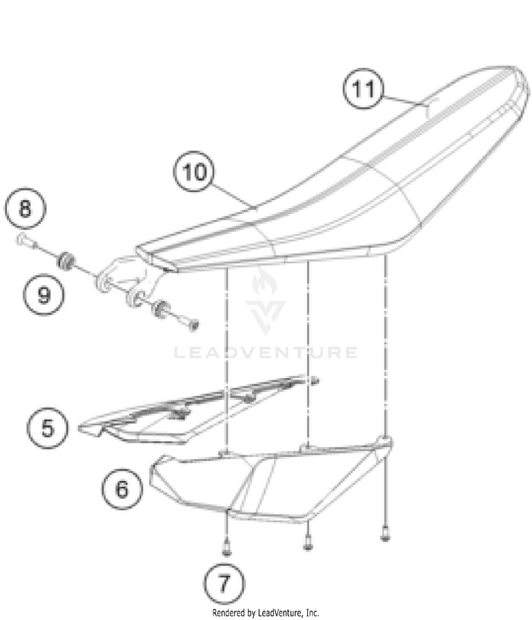 Tank, Seat FREERIDE E-XC CHASSIS - 2023 Schematic