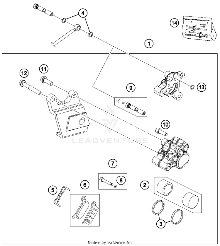 Brake Caliper Rear 50 SX Chassis - 2016 Schematic