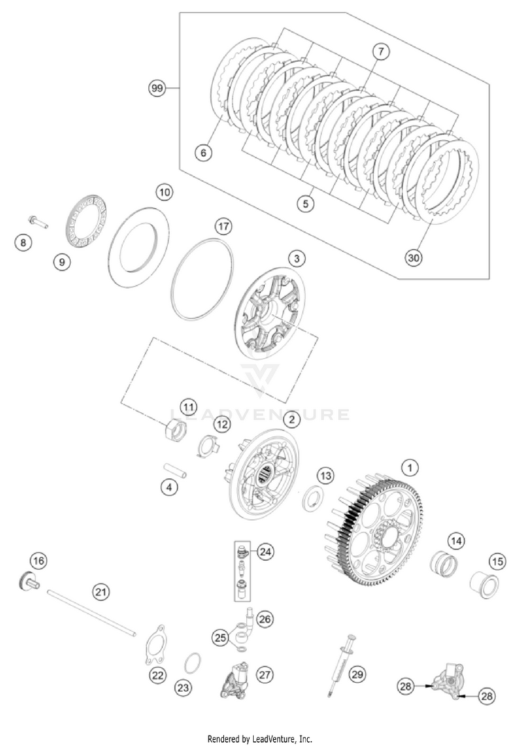 Clutch 250 SX-F Engine - 2022 Schematic