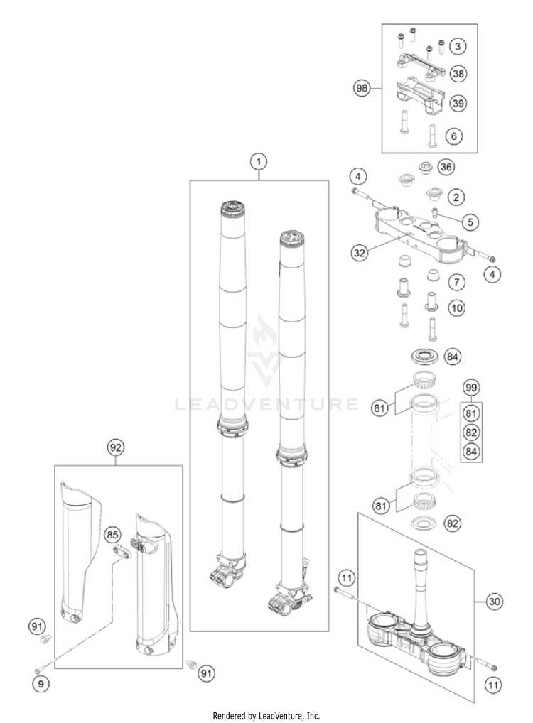 Front Fork, Triple Clamp 350 SX-F CHASSIS - 2026 Schematic