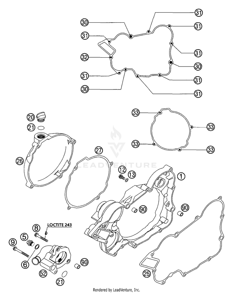 Clutch Cover 125 SX Engine - 2002 Schematic