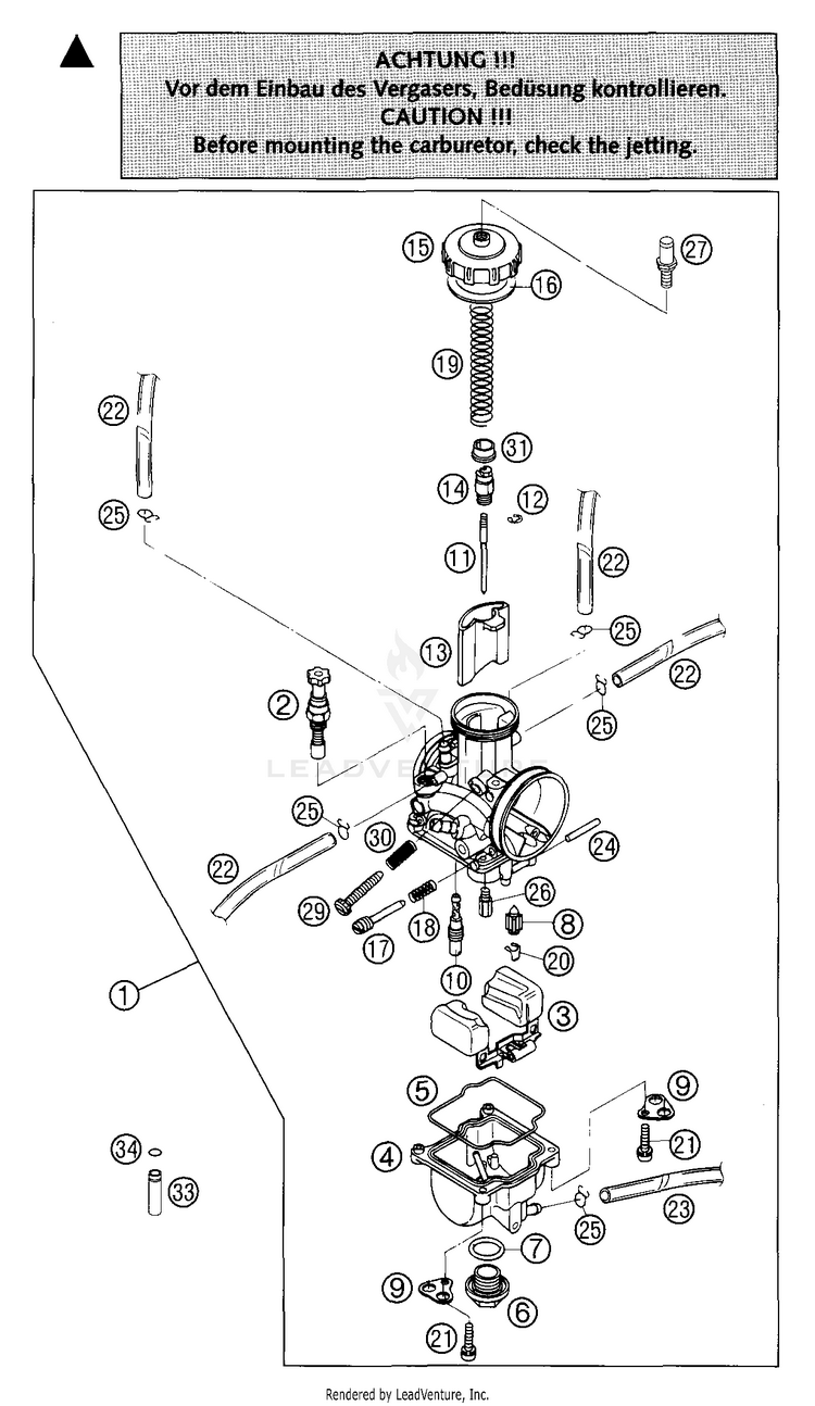Carburetor Keihin Pwk 39/38ag 200 EXC Engine - 2004 Schematic