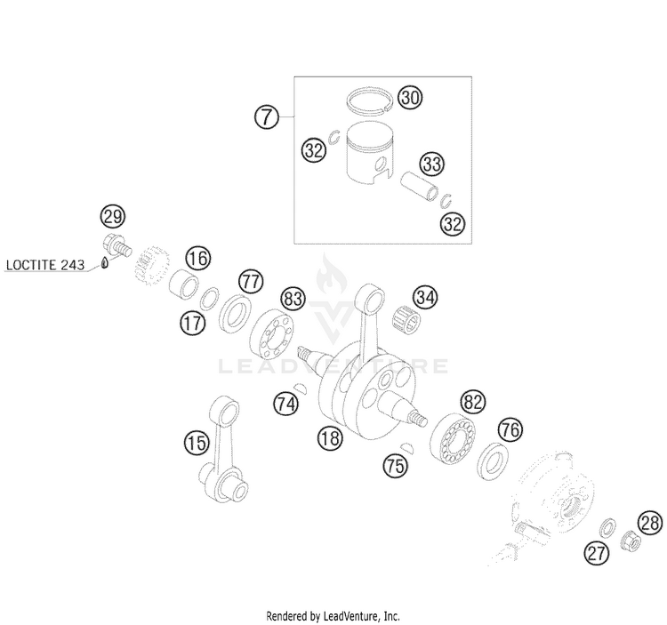 Crankshaft, Piston 85 XC Engine - 2009 Schematic