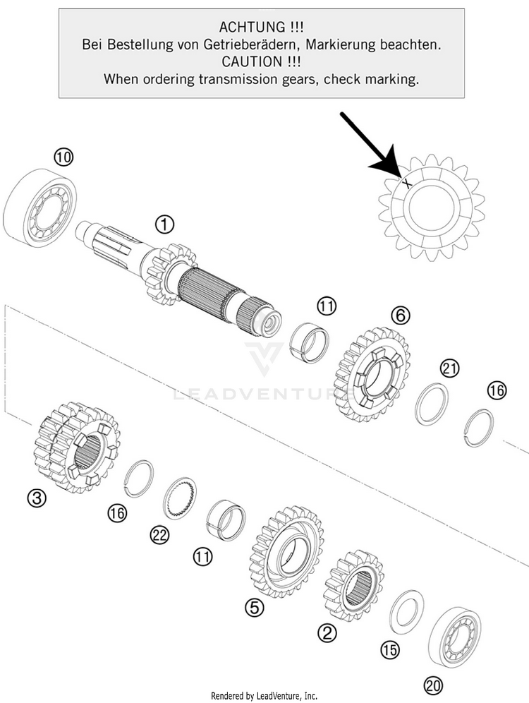 Transmission I - Main Shaft 300 XC Engine - 2011 Schematic