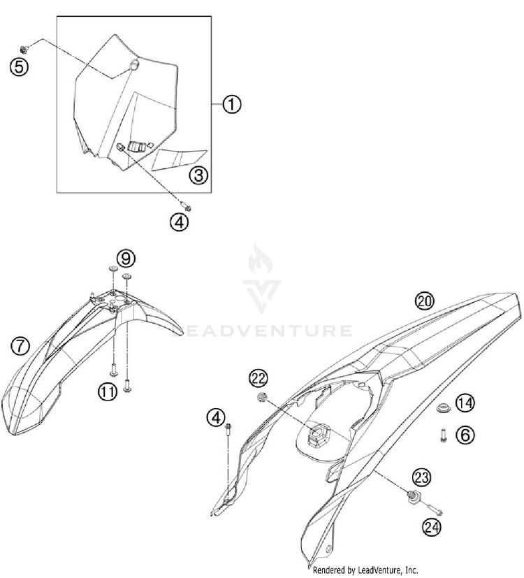 Mask, Fenders 250 XC Chassis - 2012 Schematic