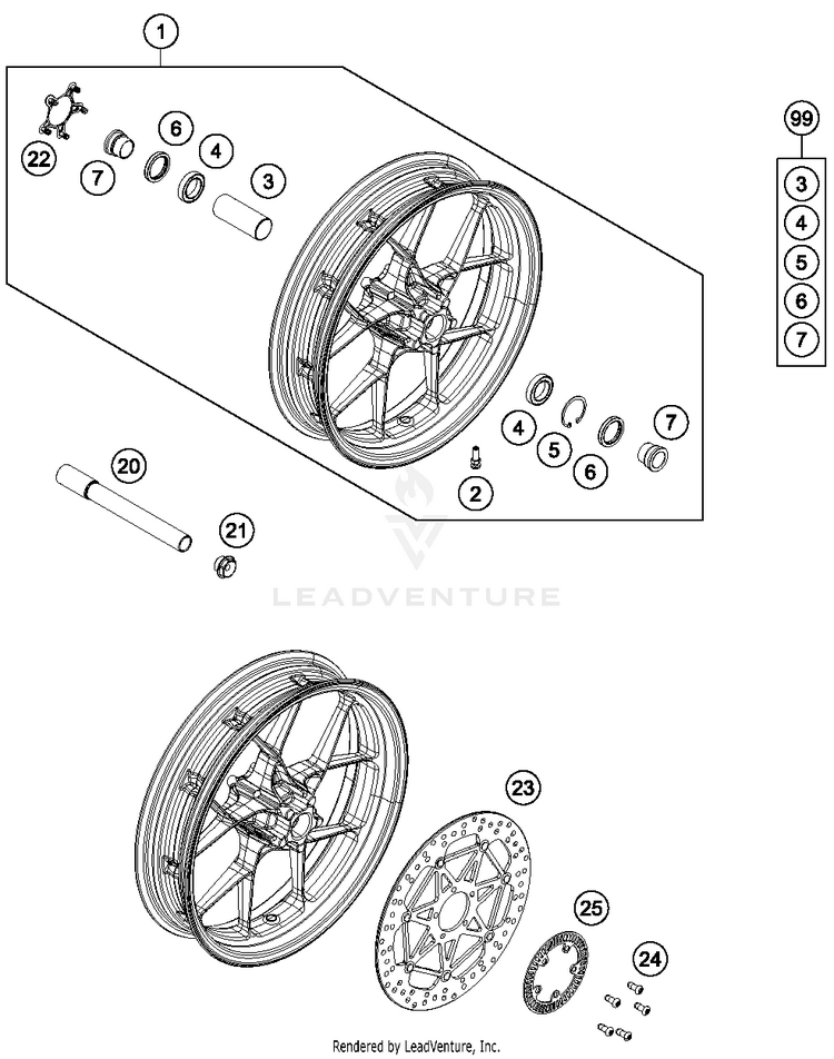 Front Wheel 690 DUKE WHITE CHASSIS - 2017 Schematic
