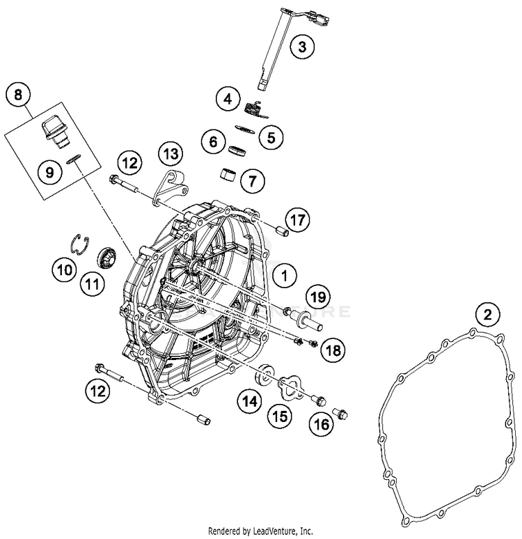 Clutch Cover RC 390 WHITE Engine - 2015 Schematic