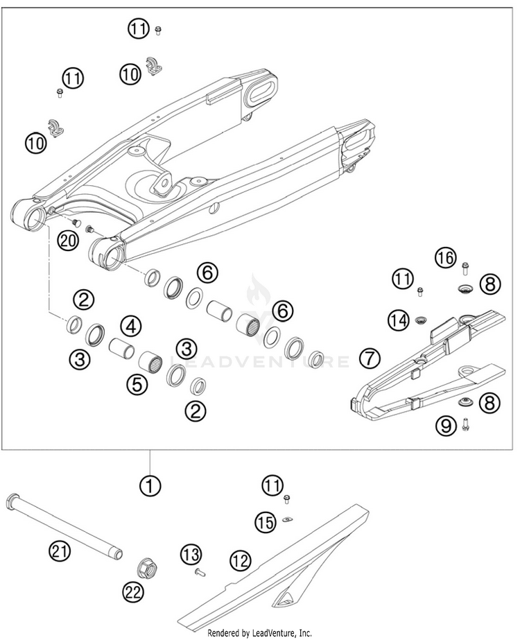 Swing Arm 990 Supermoto T Orange Chassis - 2010 Schematic