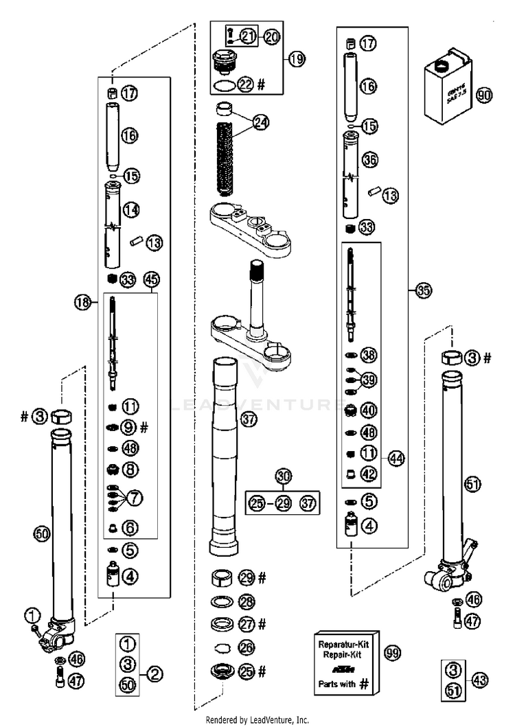 Fork Legs 65 SX Chassis - 2007 Schematic