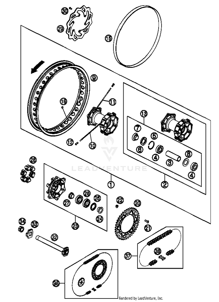 Rear Wheel 690 Enduro Chassis - 2012 Schematic