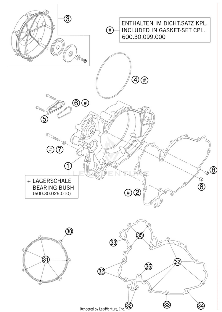 Clutch Cover 990 Supermoto R Engine - 2010 Schematic