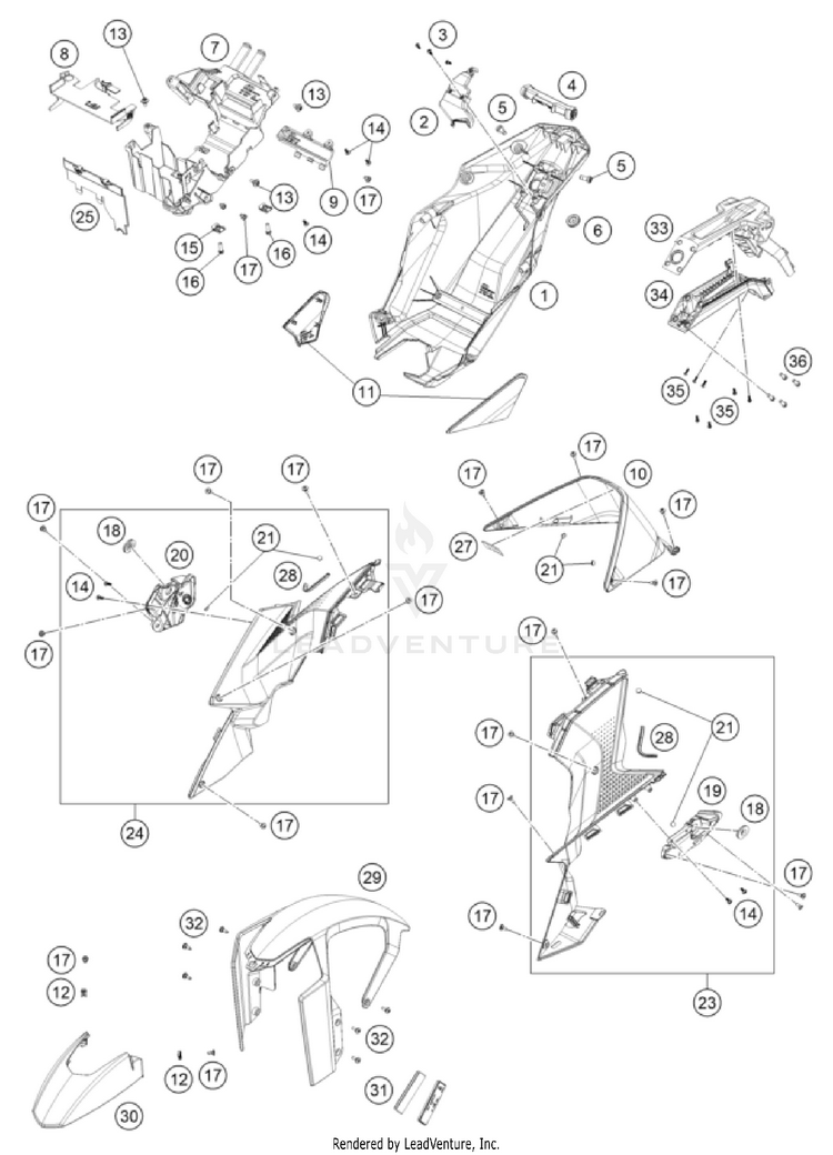 Mask, Fenders 1390 SUPER DUKE R EVO, orange CHASSIS - 2024 Schematic