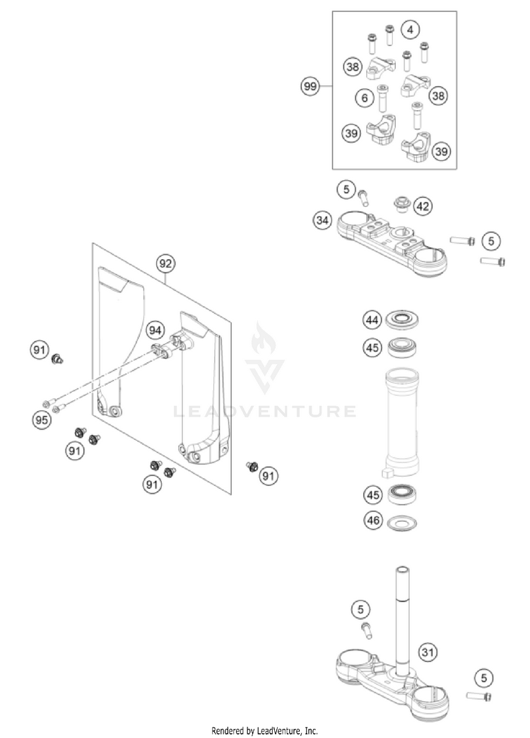 Front Fork, Triple Clamp Schematic