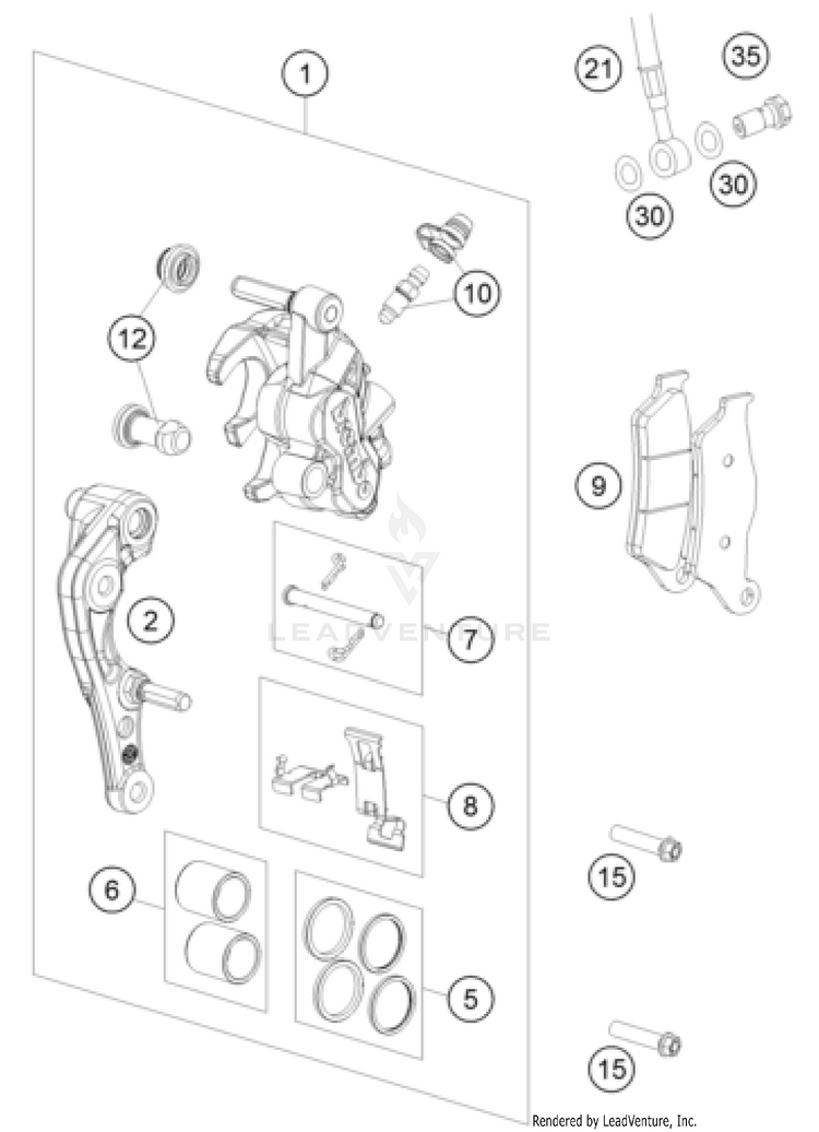 Front Brake Caliper 150 XC-W CHASSIS - 2023 Schematic