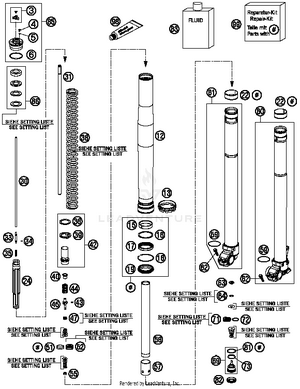 Front Fork, Disassembled Schematic