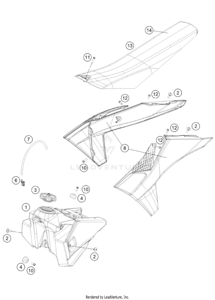 Tank, Seat 350 XC-F CHASSIS - 2024 Schematic