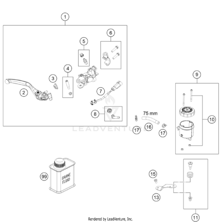 Front Brake Control 1290 SUPER ADVENTURE S, grey CHASSIS - 2023 Schematic