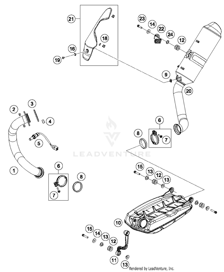 Exhaust System 690 DUKE ORANGE CHASSIS - 2017 Schematic
