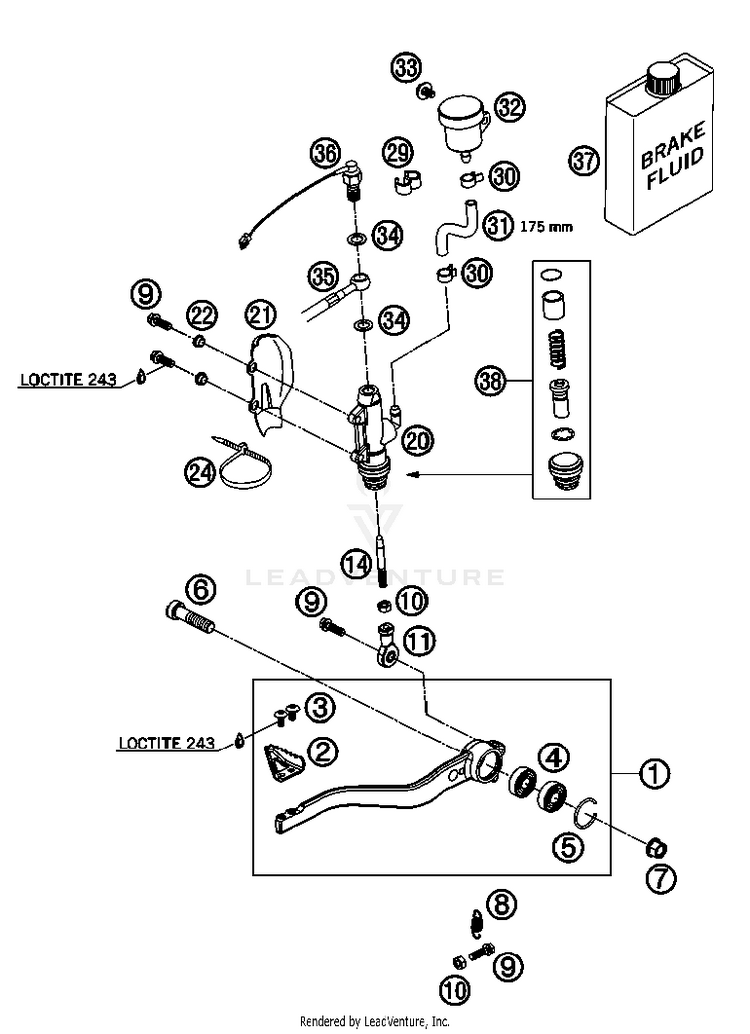 Rear Brake Control 690 Supermoto Orange Chassis - 2007 Schematic