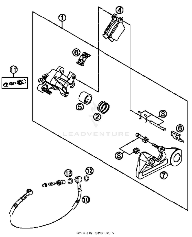 Brake Caliper Rear 250 XC Chassis - 2014 Schematic
