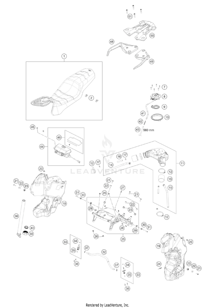 Tank, Seat 1290 SUPER ADVENTURE R OT US CHASSIS - 2022 Schematic