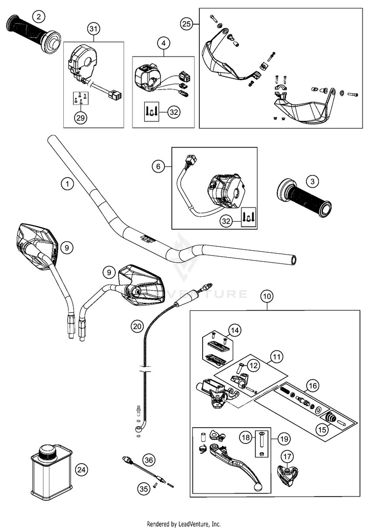 Handlebar, Controls 1290 SUPER ADVENTURE R CHASSIS - 2020 Schematic