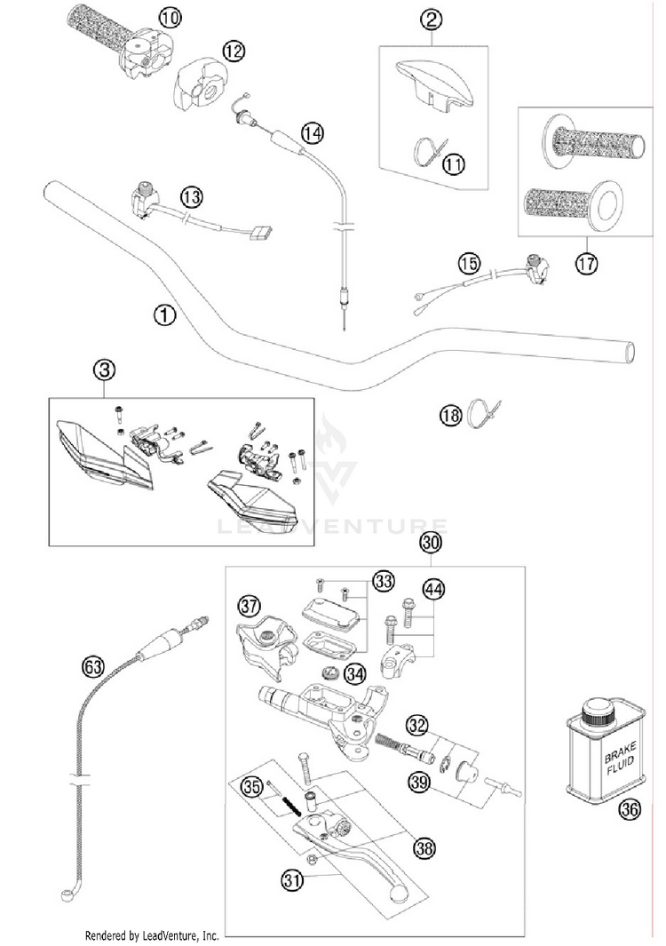 Handlebar, Controls 300 XC Chassis - 2012 Schematic