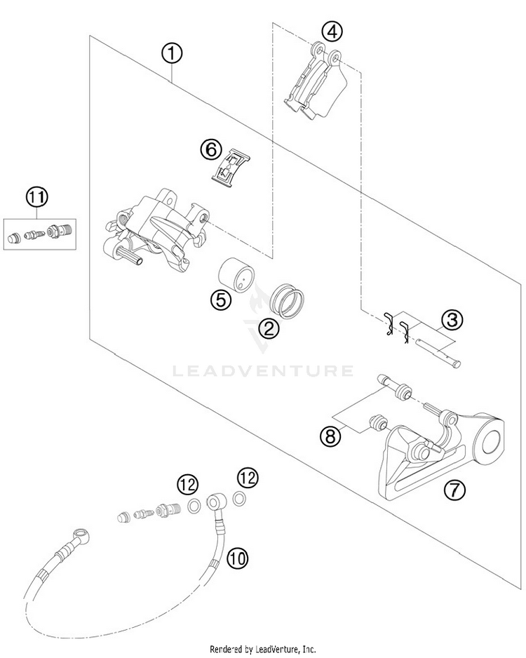 Brake Caliper Rear 125 SX Chassis - 2012 Schematic