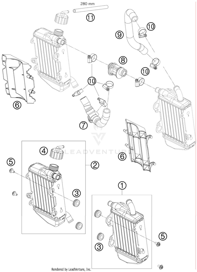 Cooling System 65 SX Engine - 2011 Schematic