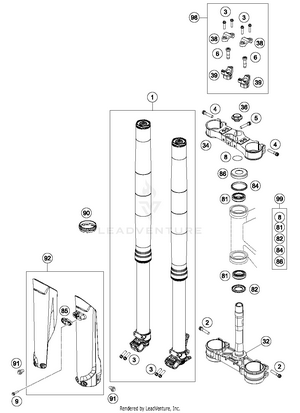 Front Fork, Triple Clamp Schematic