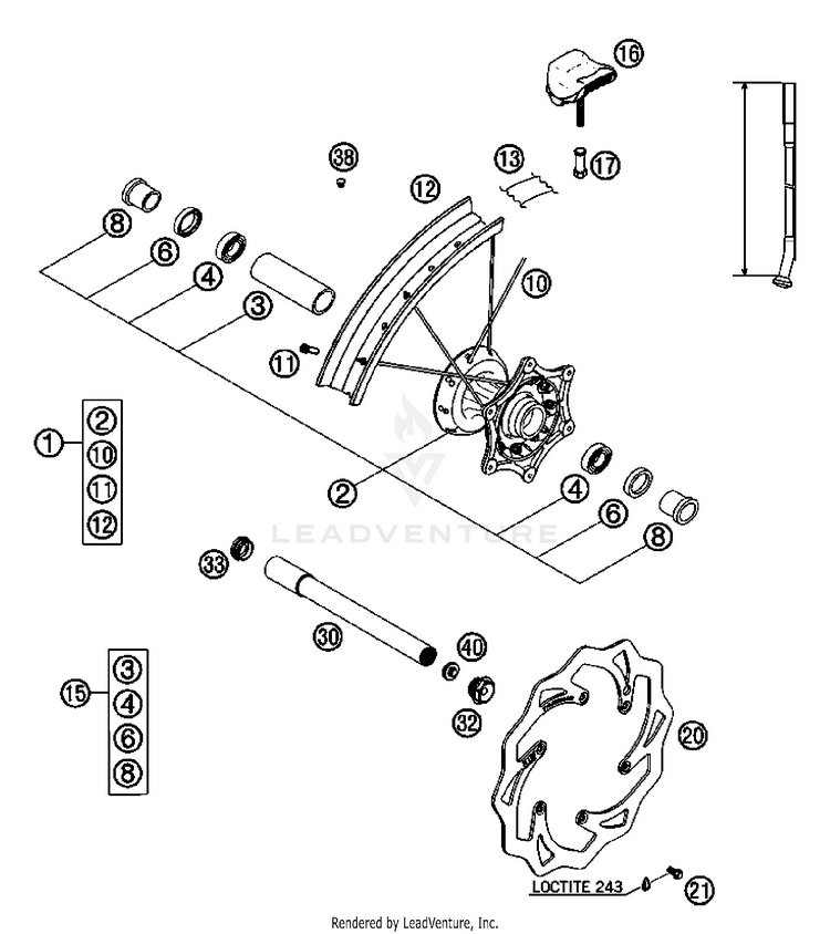Front Wheel 200 XC Chassis - 2007 Schematic