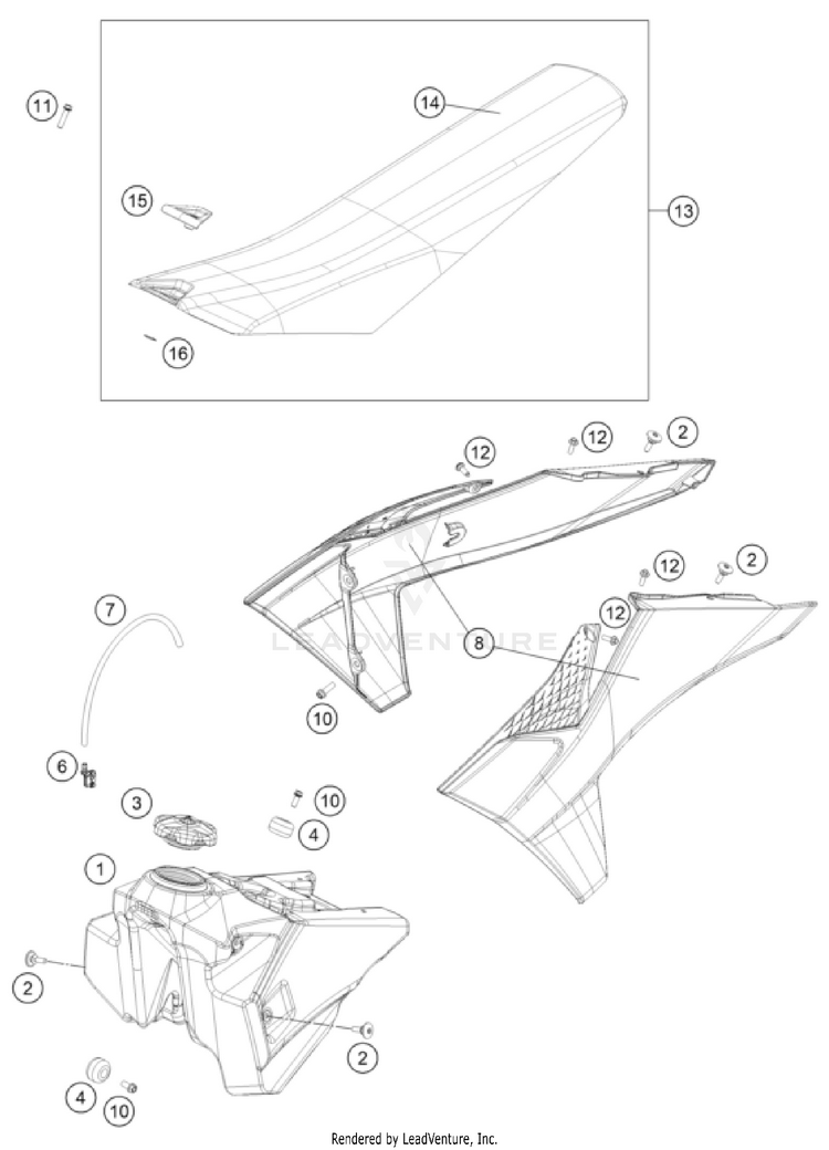 Tank, Seat 350 SX-F CHASSIS - 2025 Schematic